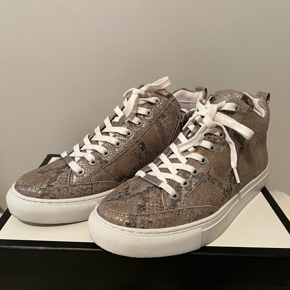 JSLIDES Ludlow Playform High Top Snakeskin Sneakers